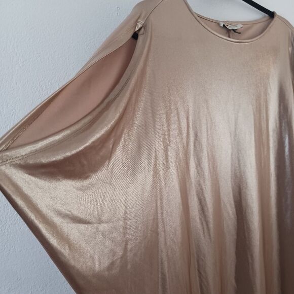 Halston Heritage Bateau Neckline Knee-Length gold metallic Dress size M - Picture 3 of 6